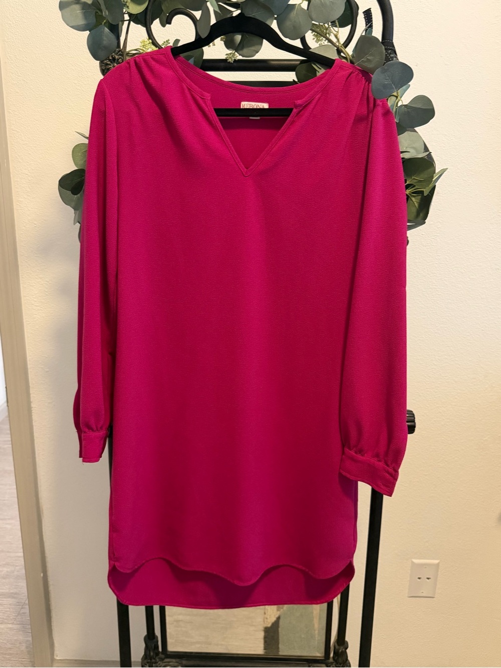 Merona Fuchsia Long-Sleeve V-Neck Tunic